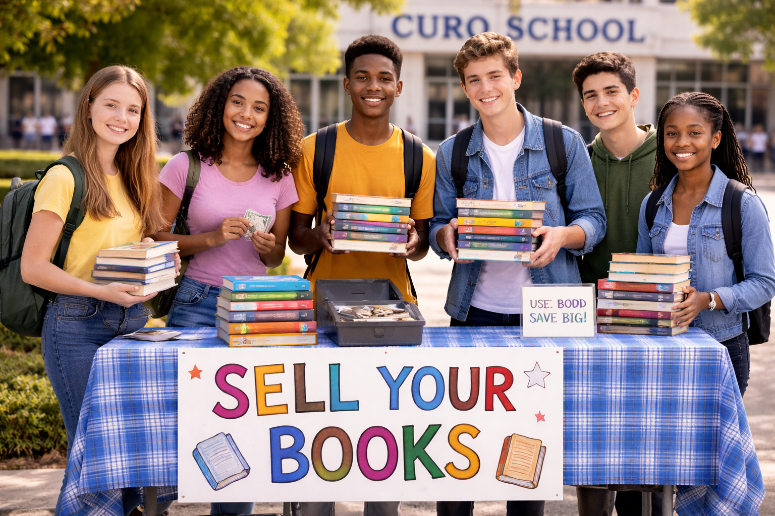 Student selling textbooks